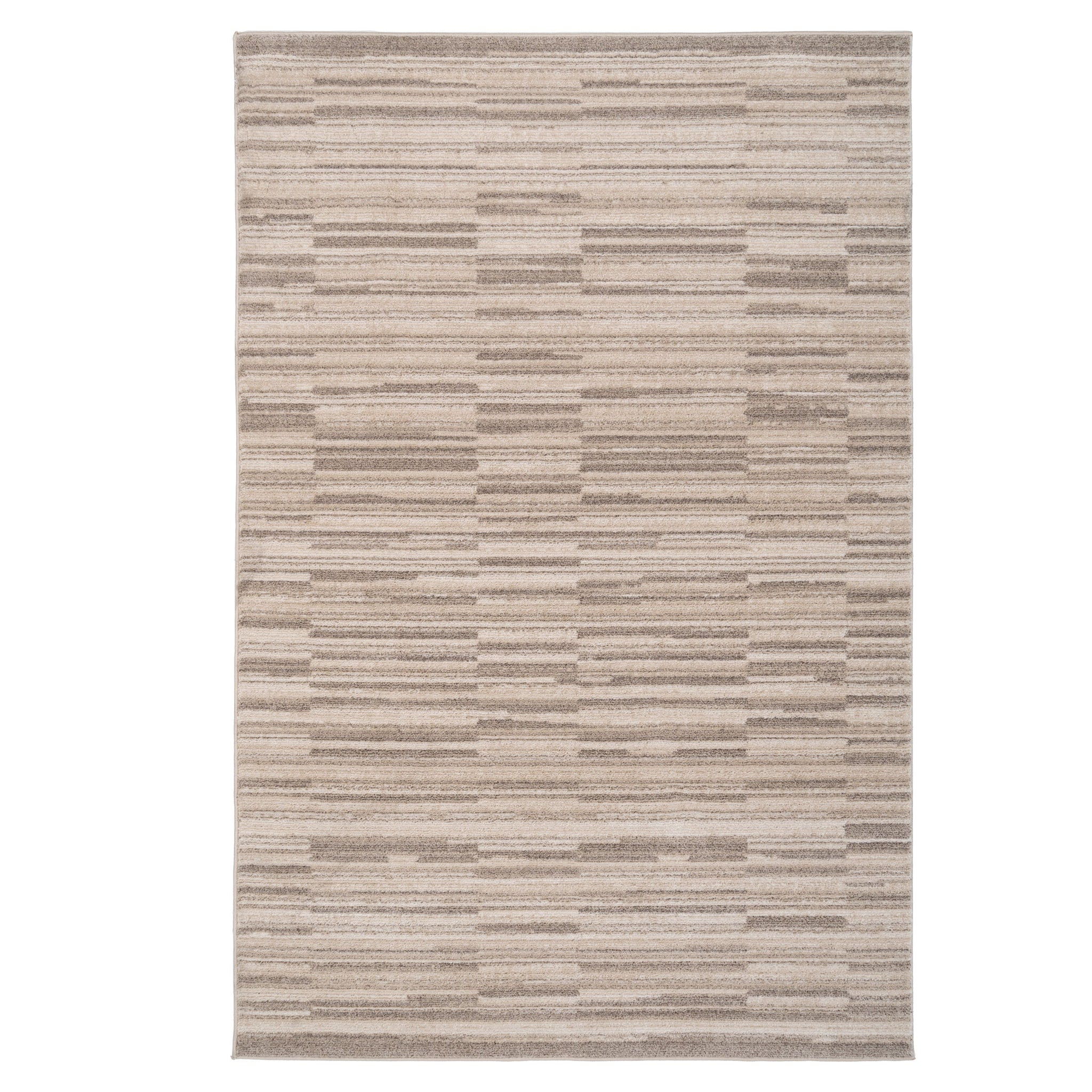 Neutral Beige Linear Living Room Rug - Elias