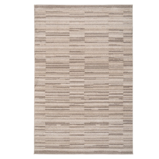 Neutral Beige Linear Living Room Rug - Elias
