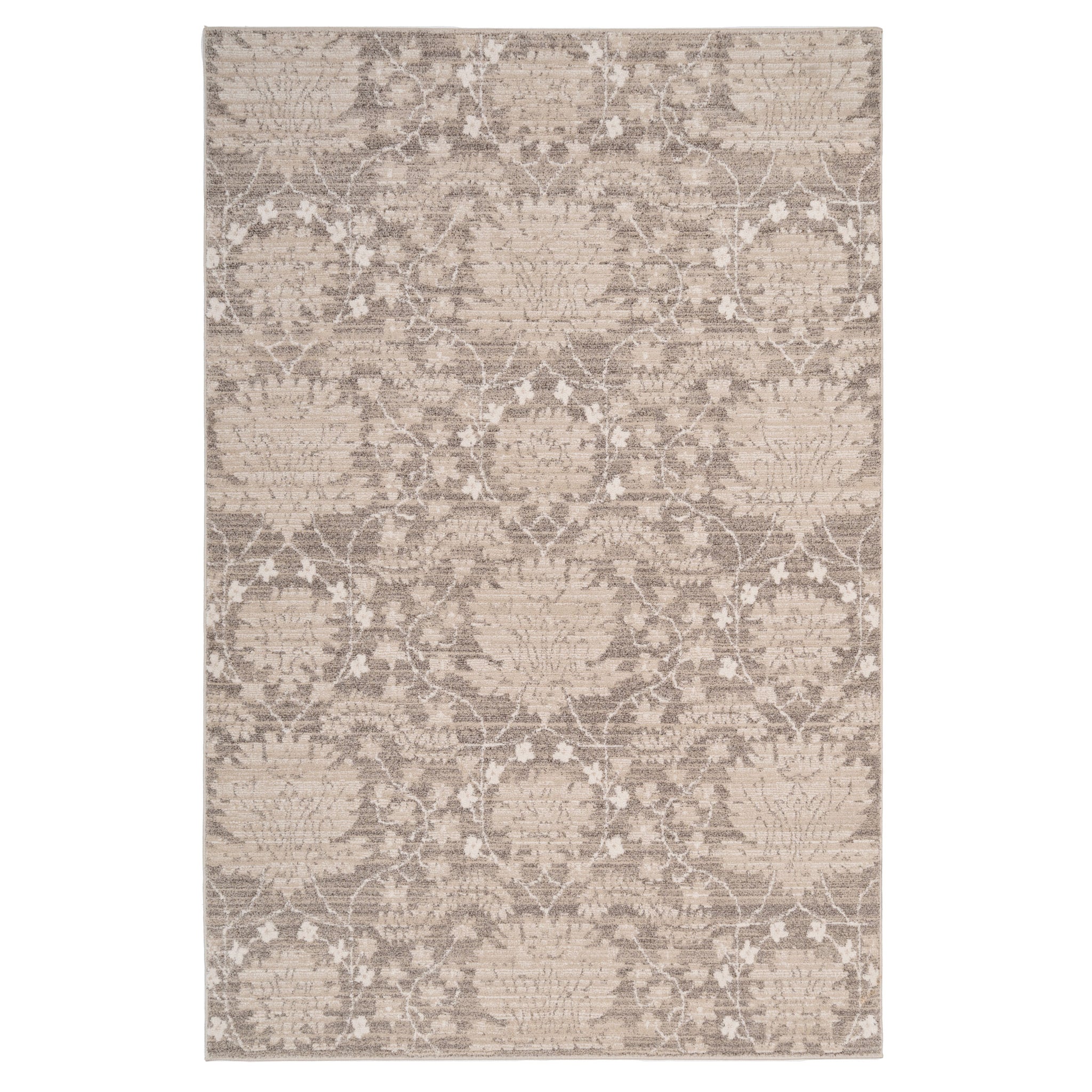 Neutral Floral Living Room Rug - Leonie