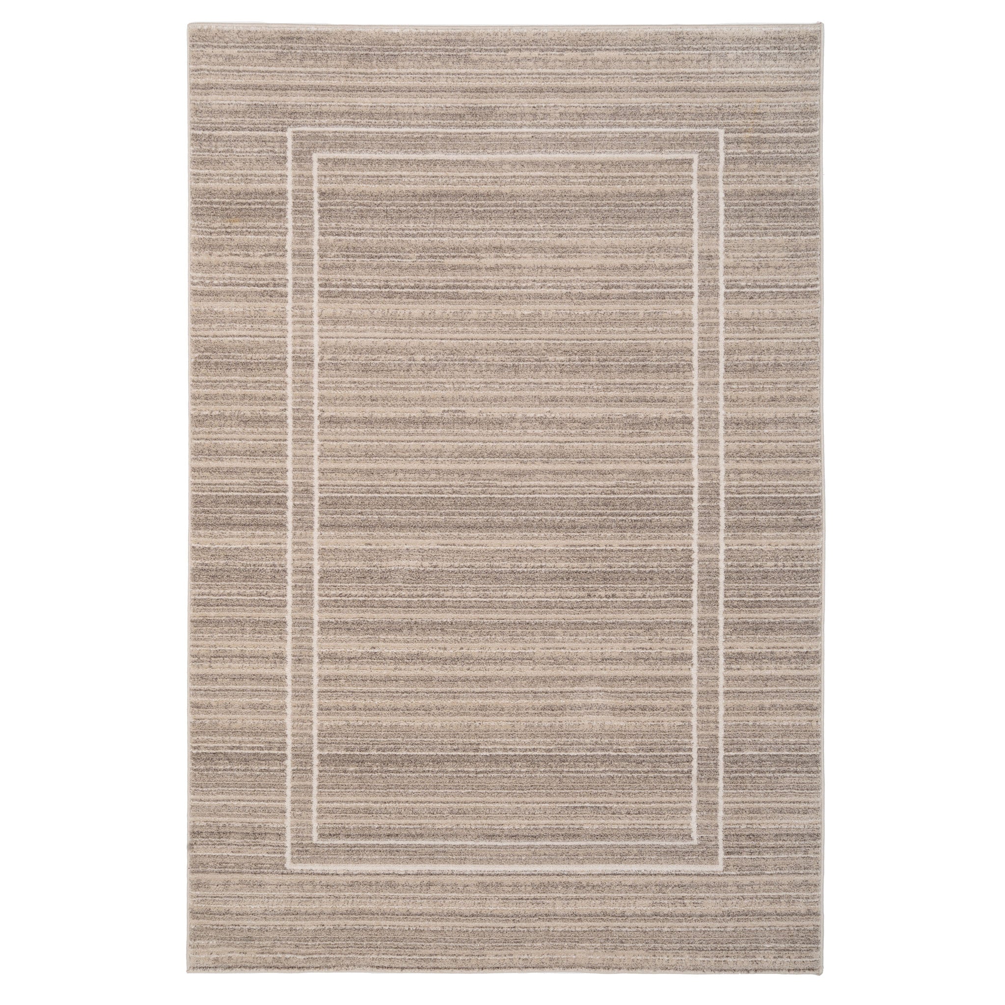 Subtle Beige Border Living Room Rug - Manon