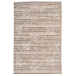 A subtle beige geometric area rug with a Concentric Square design.
