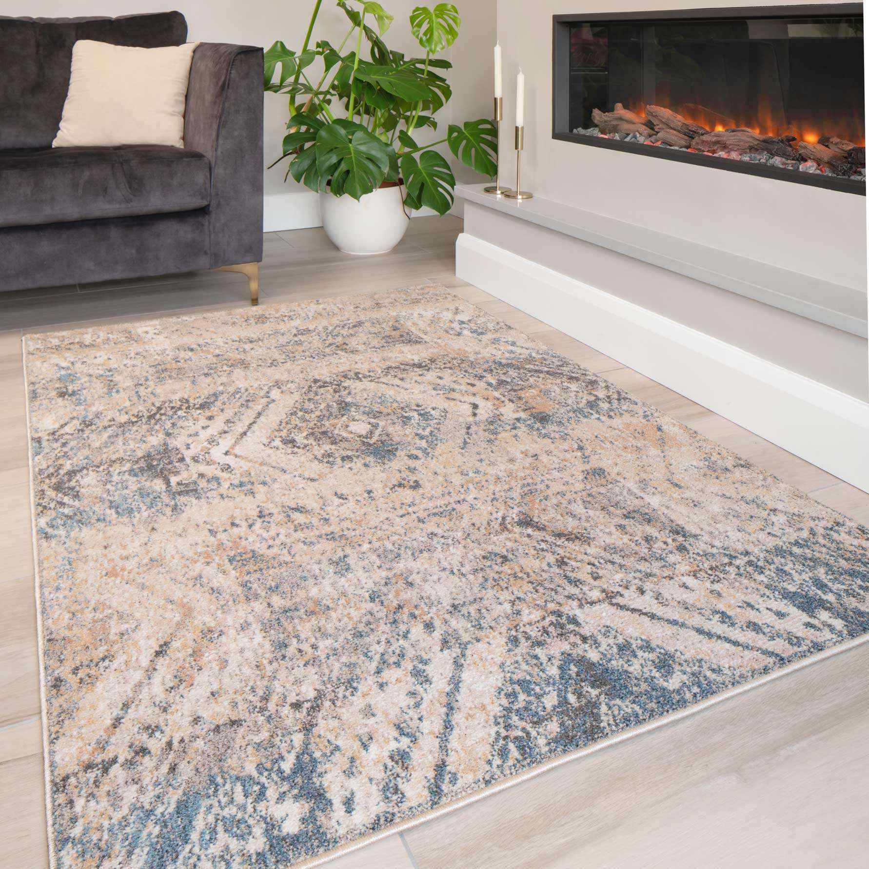 Soft Multicolour Concentric Diamond Runner Rug