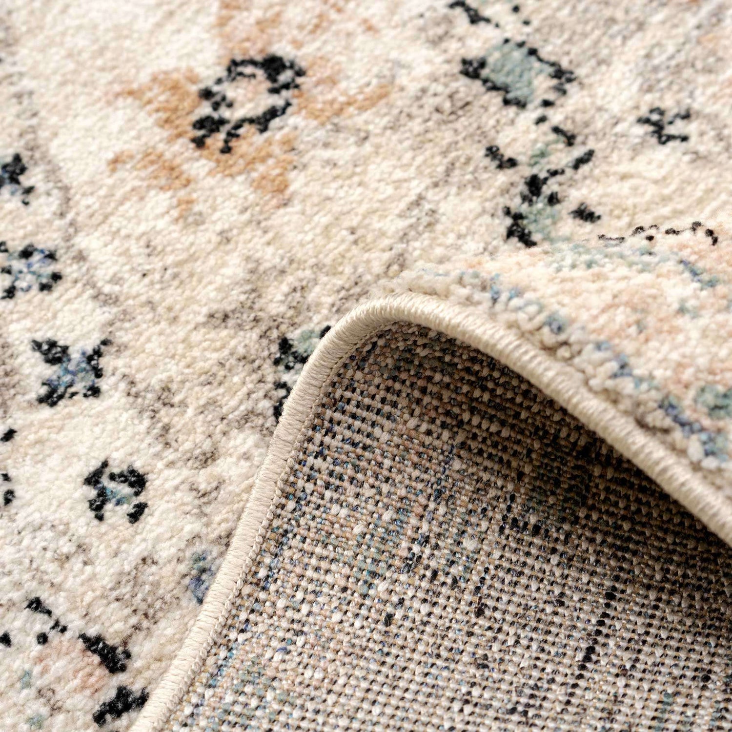 Soft Natural Blue Aztec Hallway Rug | Living Room Rugs | Kukoon Rugs Online