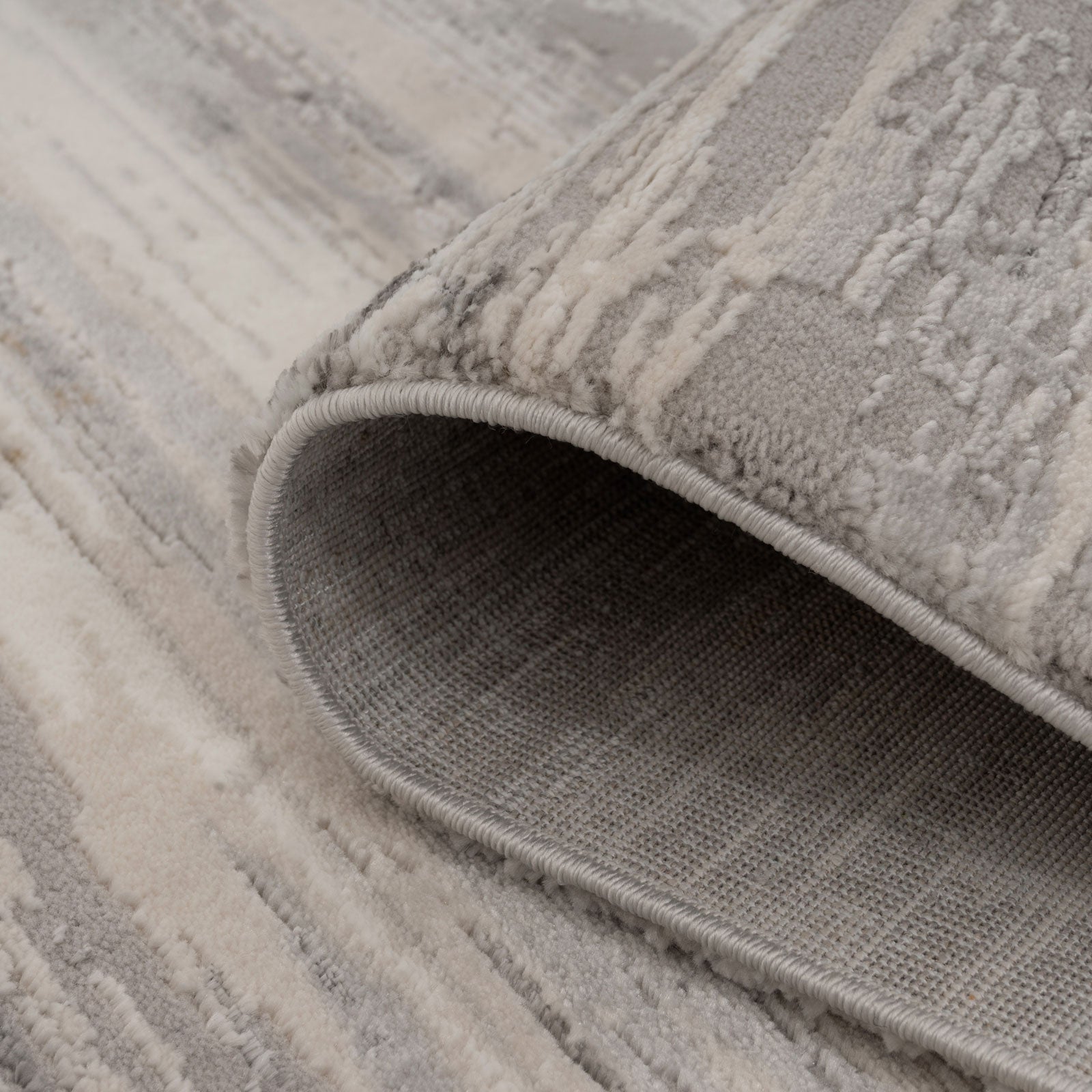 Grey Brush Strokes Runner Rug