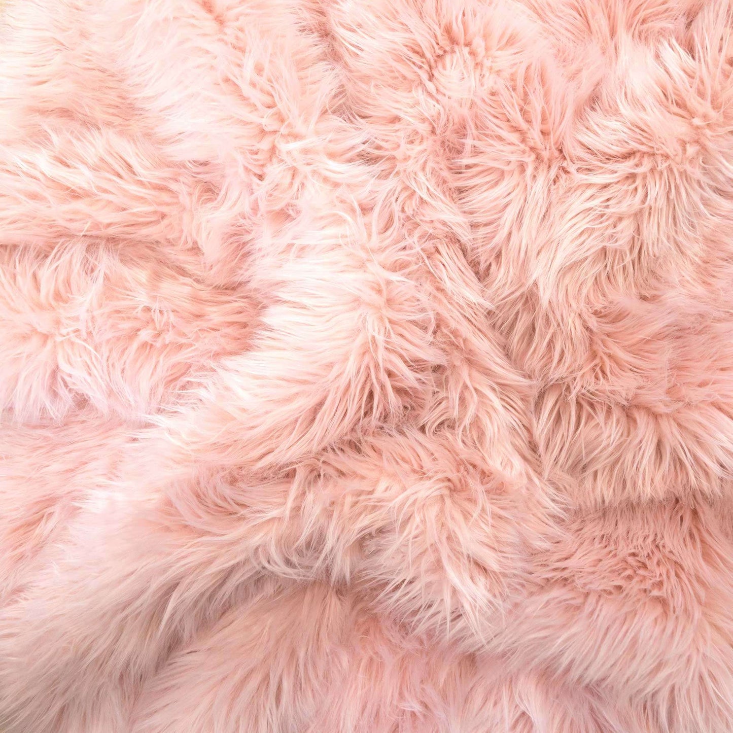 Blush Pink Faux Fur Sheepskin Hide Nursery Rug