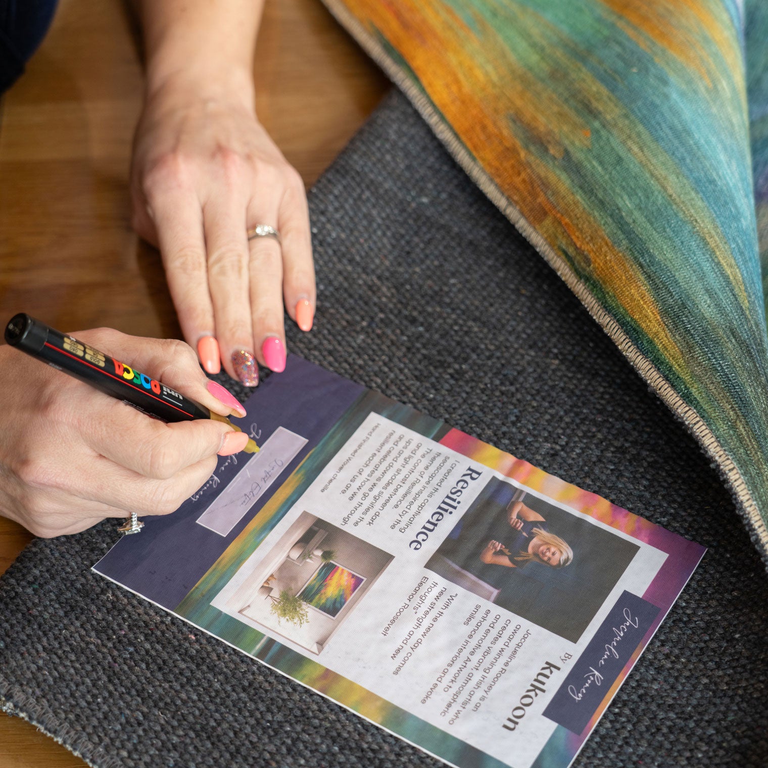 Washable Coastal Blue Designer Rug - Breathe