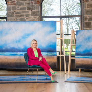 Washable Coastal Blue Designer Rug - Breathe