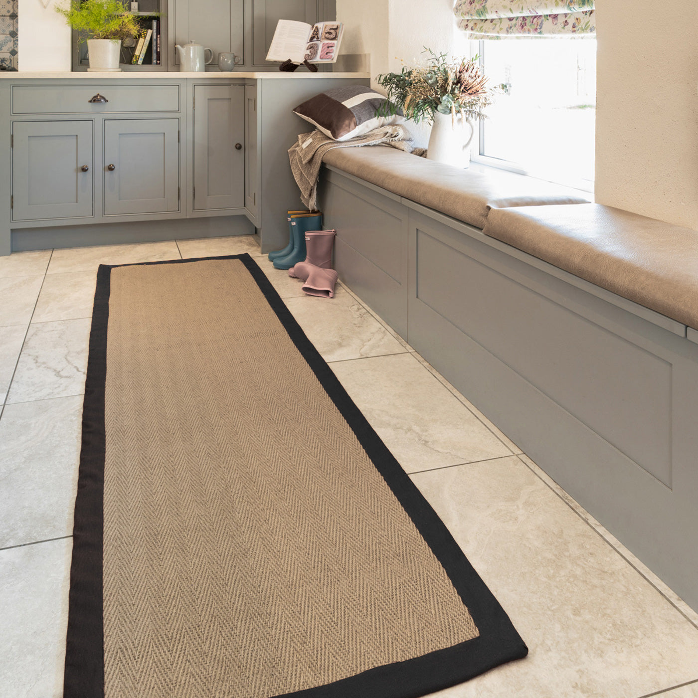 Border Rug Runner Black Border Jute Runner Rug - Juliette Black | Living Room Rugs ...