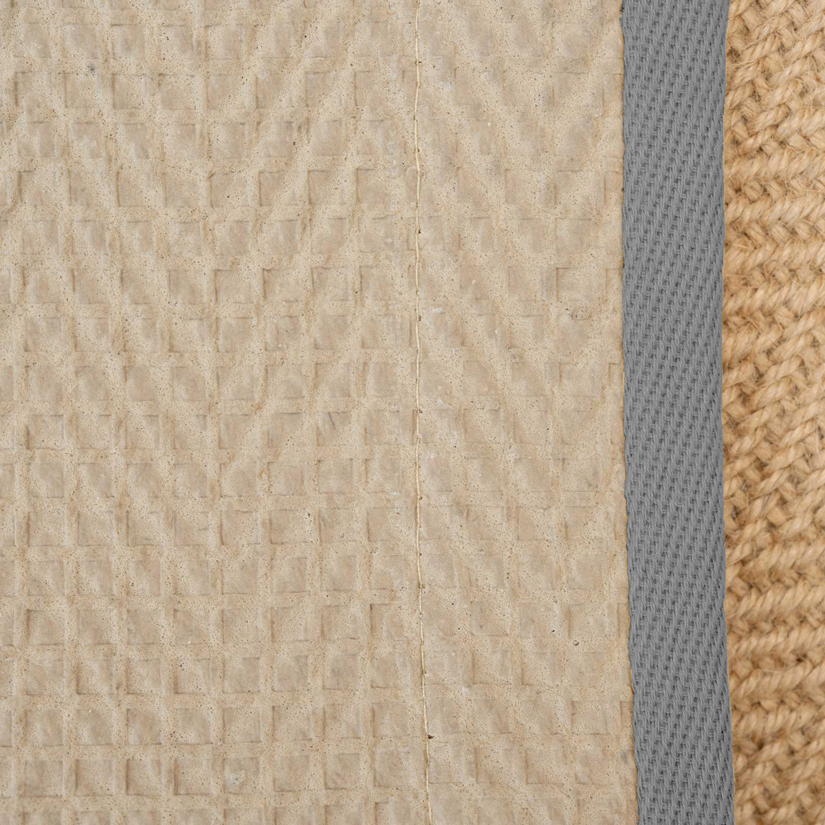 Grey Cotton Border Natural Jute Area Rug