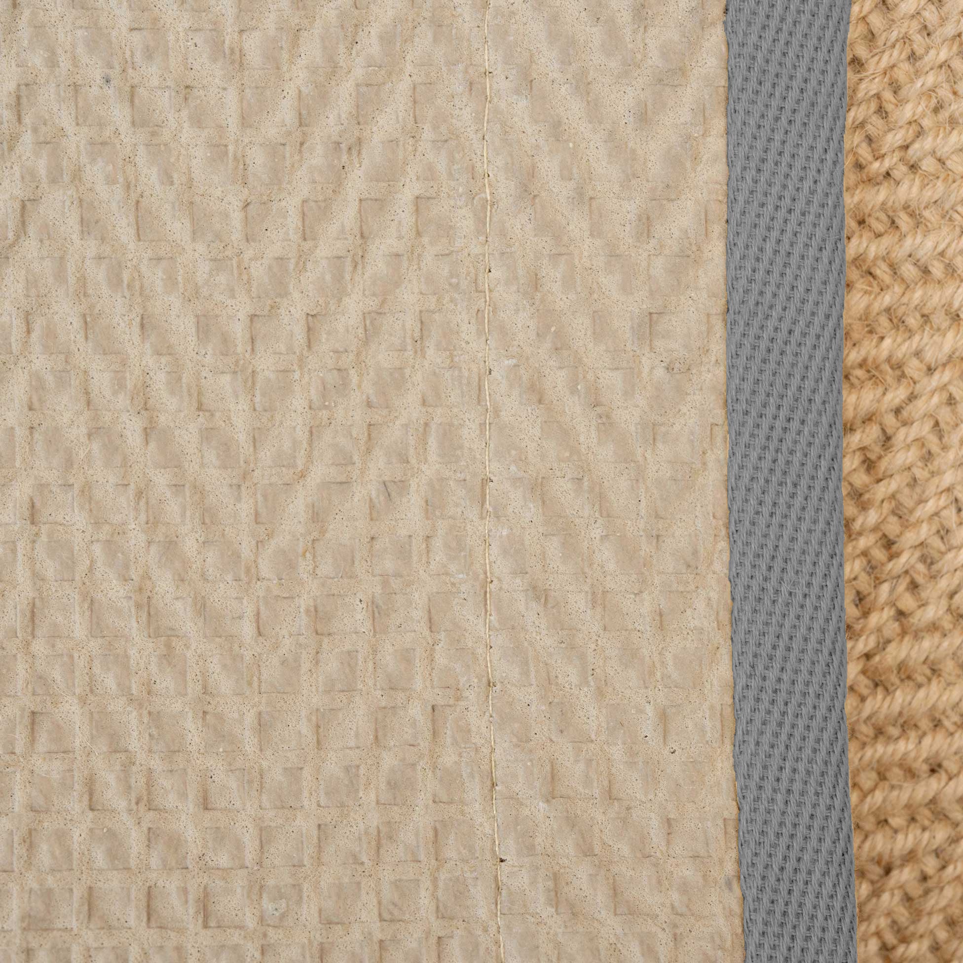 Grey Cotton Border Natural Jute Area Rug