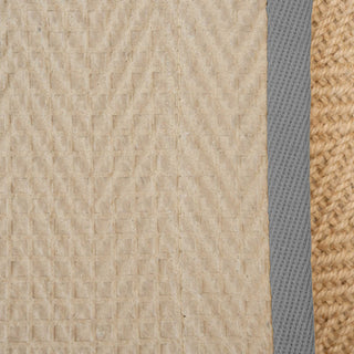 Grey Cotton Border Natural Hallway Jute Runner