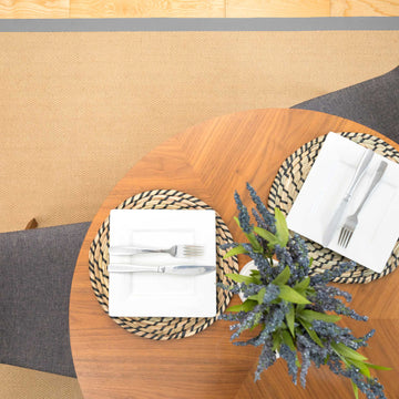 Grey Cotton Border Natural Jute Area Rug