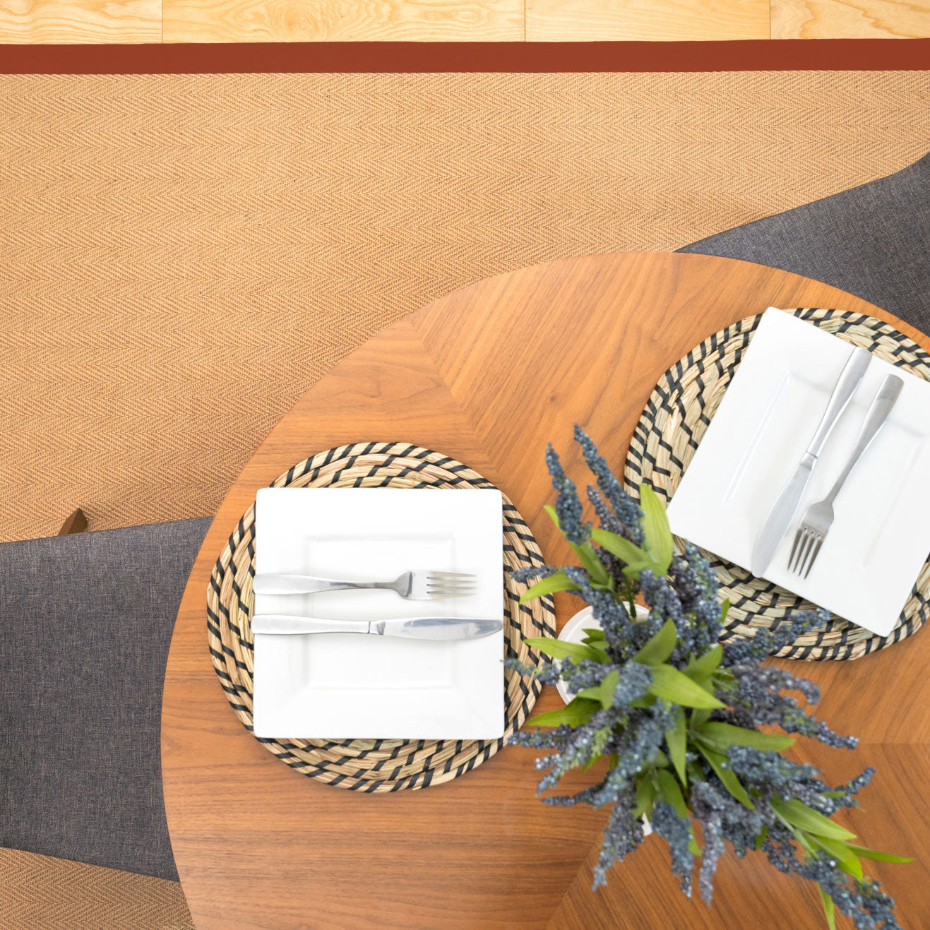 Terracotta Border Jute Runner Rug - Juliette Rust