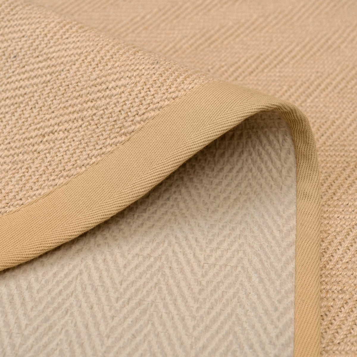Beige Cotton Border Natural Jute Area Runner Rug