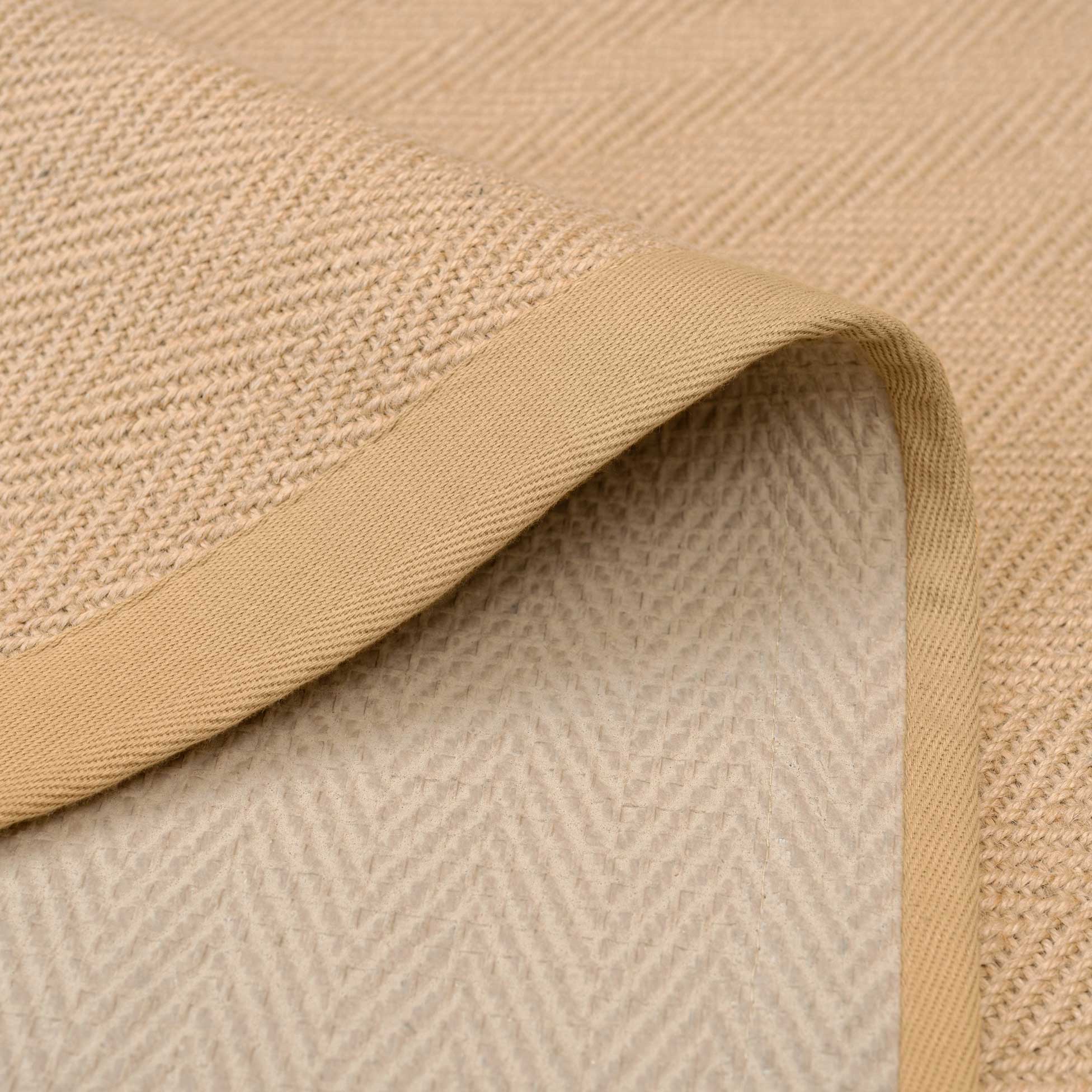 Beige Cotton Border Natural Jute Area Runner Rug
