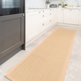Beige Cotton Border Natural Jute Area Runner Rug