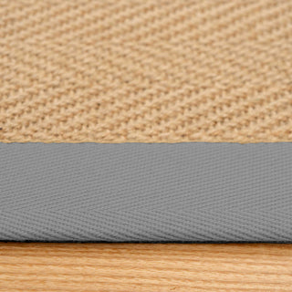 Grey Cotton Border Natural Jute Area Rug