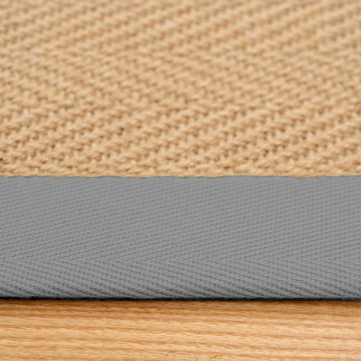 Grey Cotton Border Natural Hallway Jute Runner