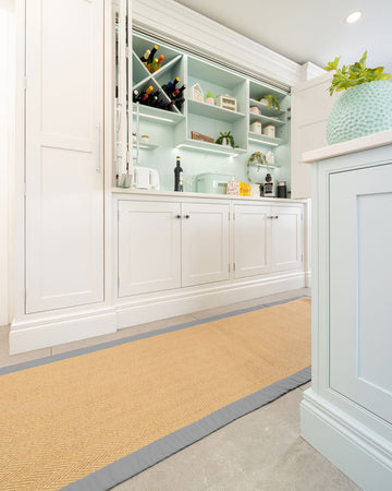 Grey Cotton Border Natural Hallway Jute Runner