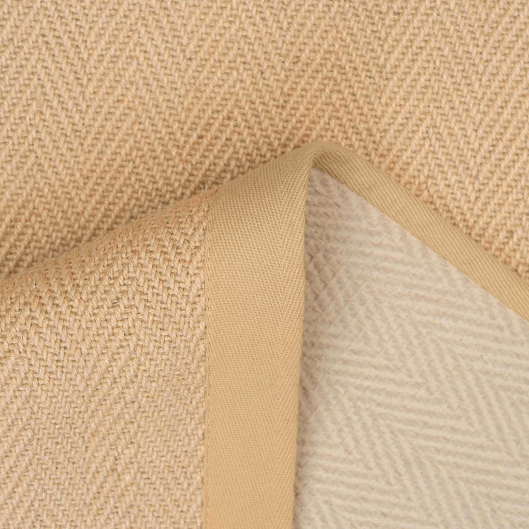 Beige Cotton Border Natural Jute Hallway Runner Rug