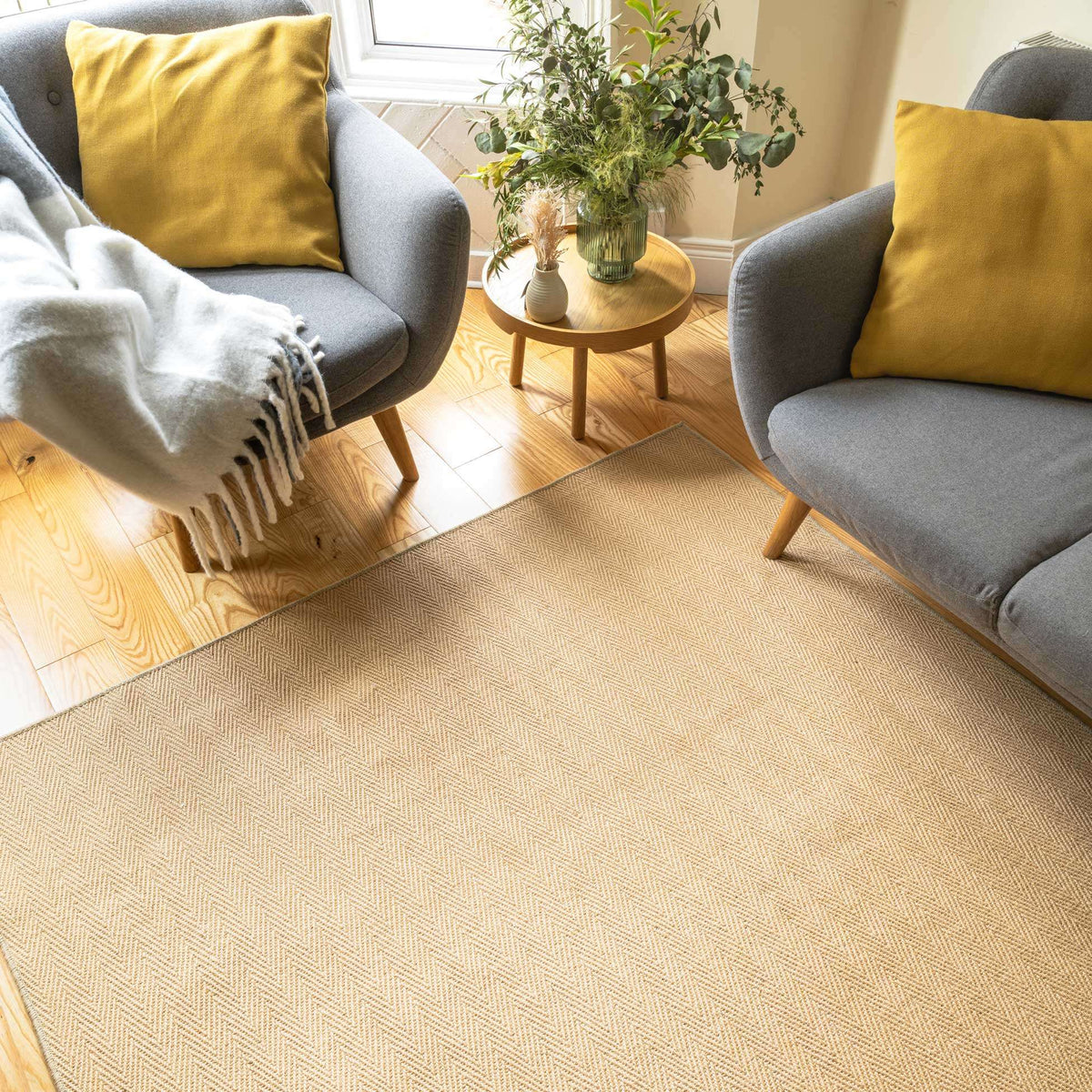 Natural Border Rustic Jute Hallway Runner Rug