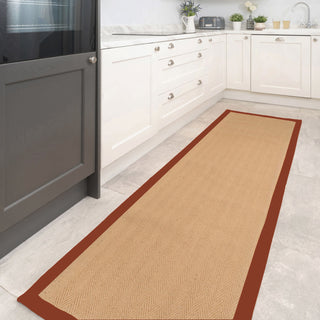 Terracotta Border Jute Runner Rug - Juliette Rust