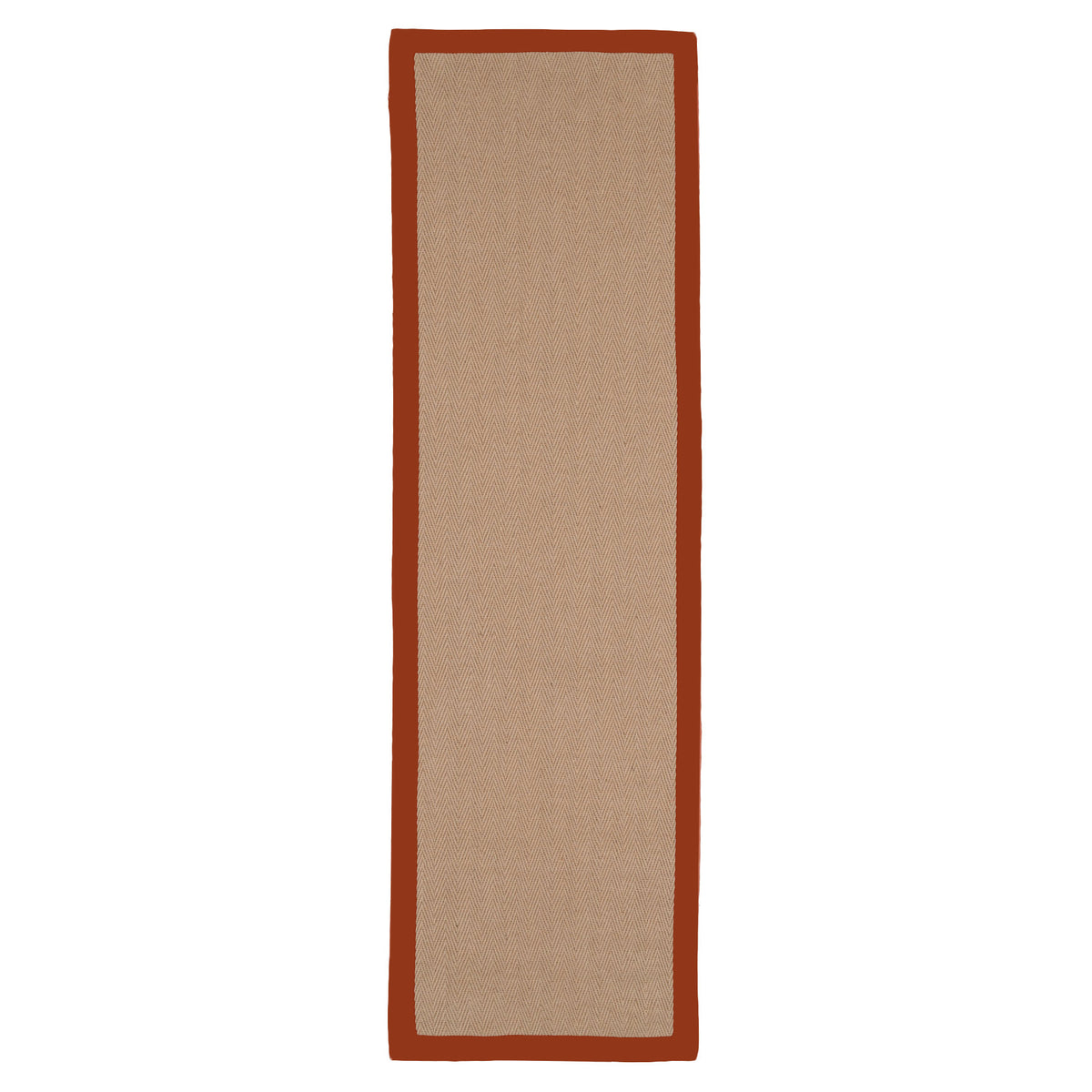 Terracotta Border Jute Runner Rug - Juliette Rust