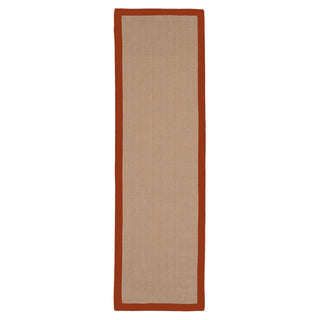 Terracotta Border Jute Runner Rug - Juliette Rust
