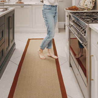 Terracotta Border Jute Runner Rug - Juliette Rust