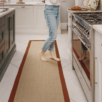 Terracotta Border Jute Runner Rug - Juliette Rust