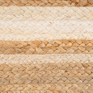 Close-up of a woven pattern with alternating beige and white stripes.