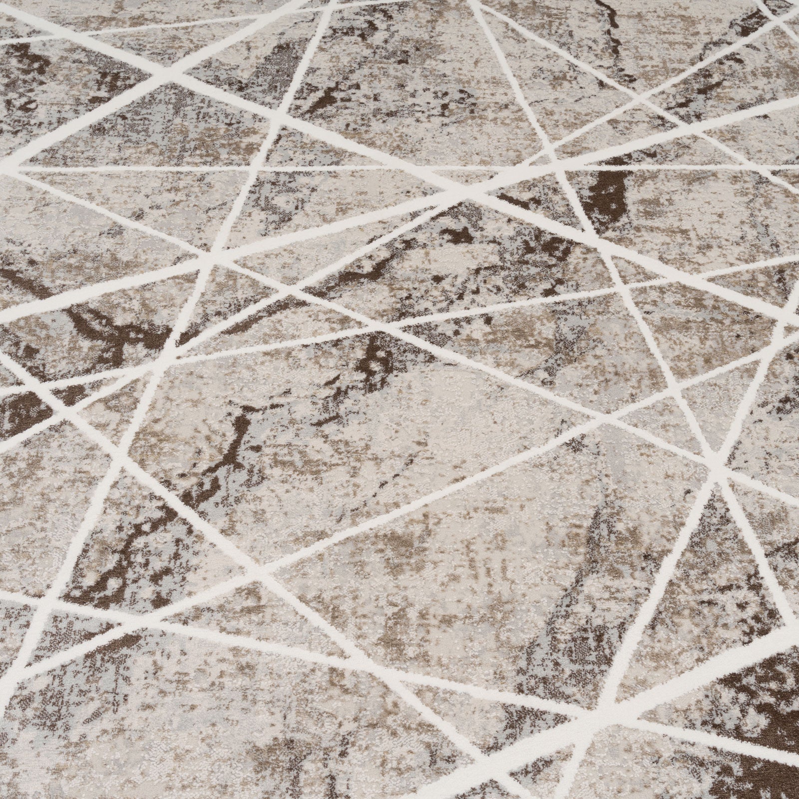 Soft Beige Geometric Rug - Valo