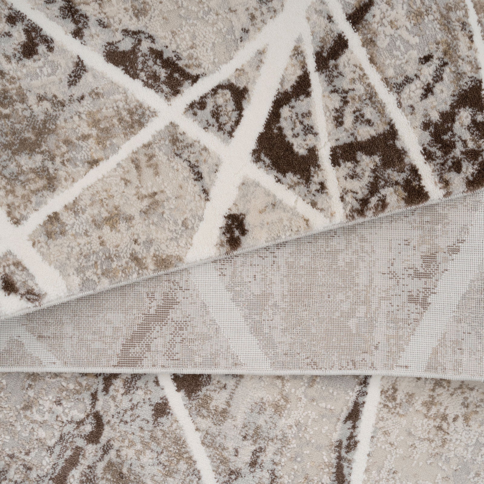 Soft Beige Geometric Rug - Valo