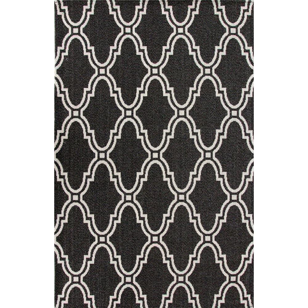 Black Trellis Woven Sustainable Recycled Cotton Rug