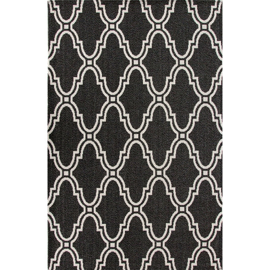 Black Trellis Woven Sustainable Recycled Cotton Rug