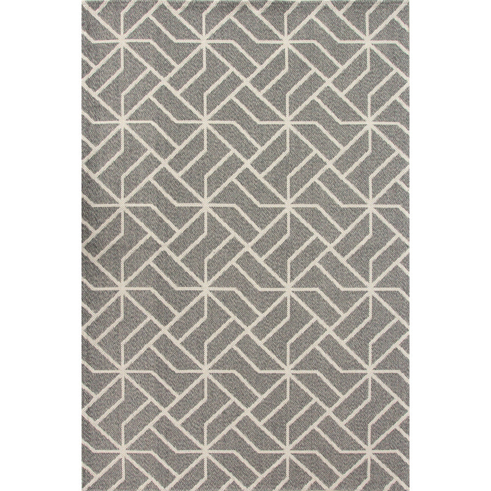 Grey Geometric Woven Sustainable Recycled Cotton Rug