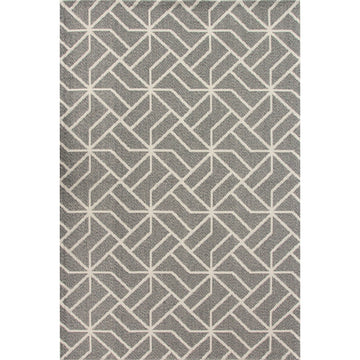 Grey Geometric Woven Sustainable Recycled Cotton Rug