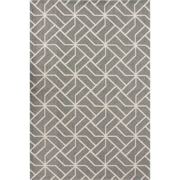 Grey Geometric Woven Sustainable Recycled Cotton Rug