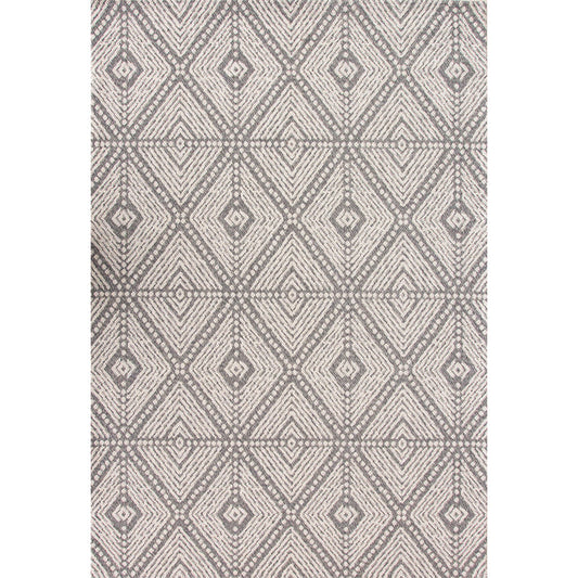 Grey Diamond Woven Sustainable Recycled Cotton Rug