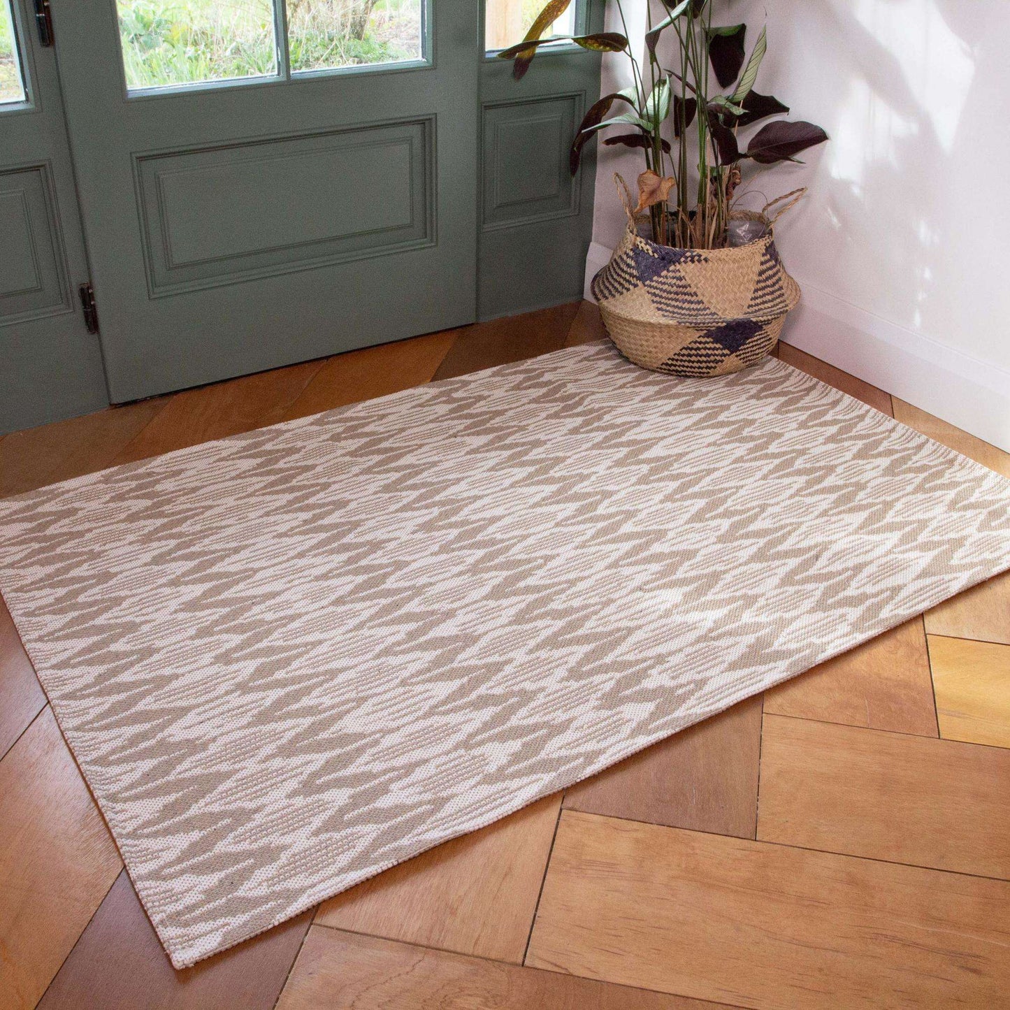 Natural Stripe Woven Sustainable Recycled Cotton Rug