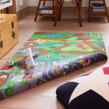 Double Sided Farm Town Kids Rug