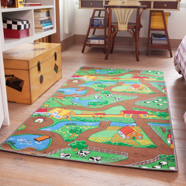 Double Sided Farm Town Kids Rug