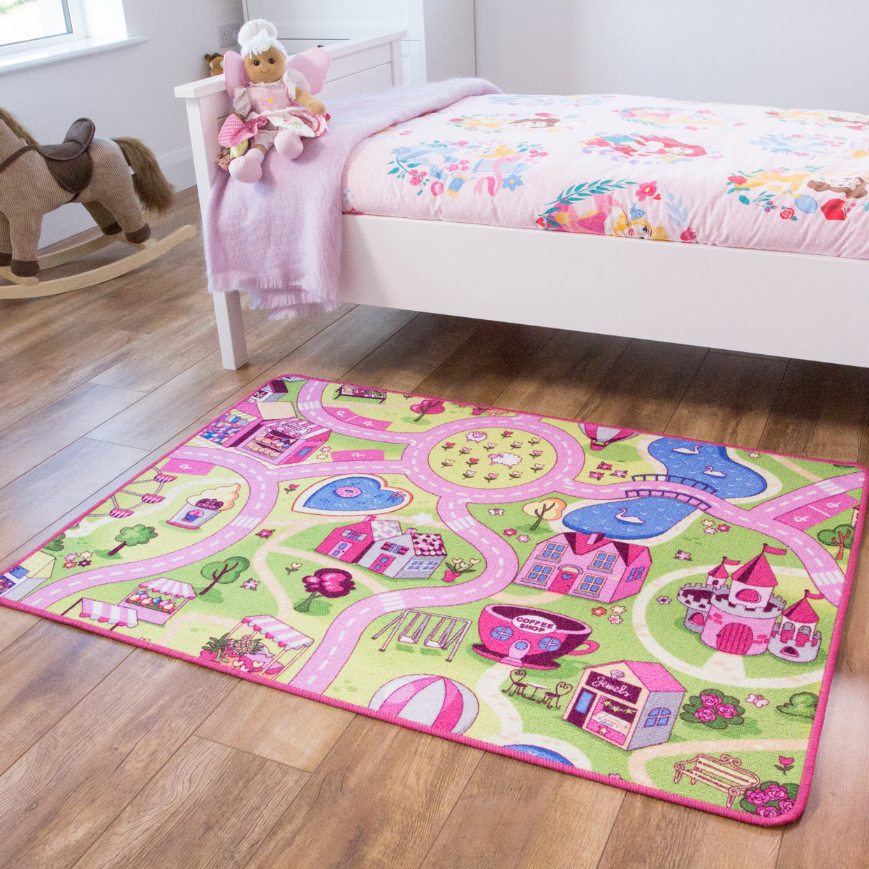 Kids Fun Pink Funfair Play Rug