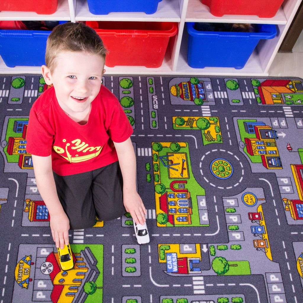 Fun Recreational Rug Play Town Village Roads Kids Rug | Kids Rugs | Kukoon Rugs Online
