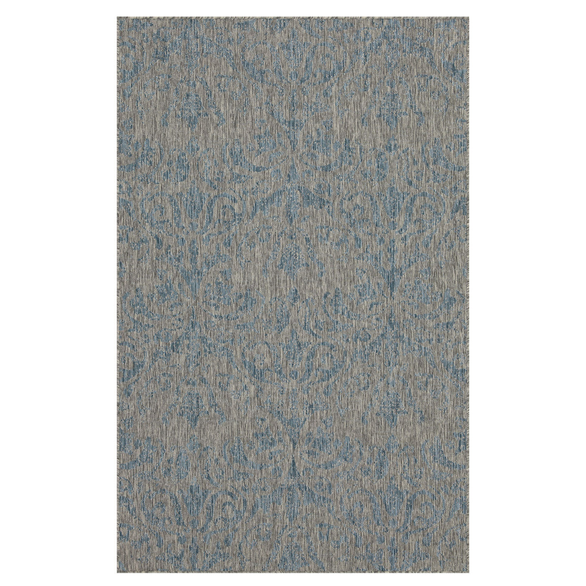 Aqua Blue Floral Outdoor Rug - Lanark