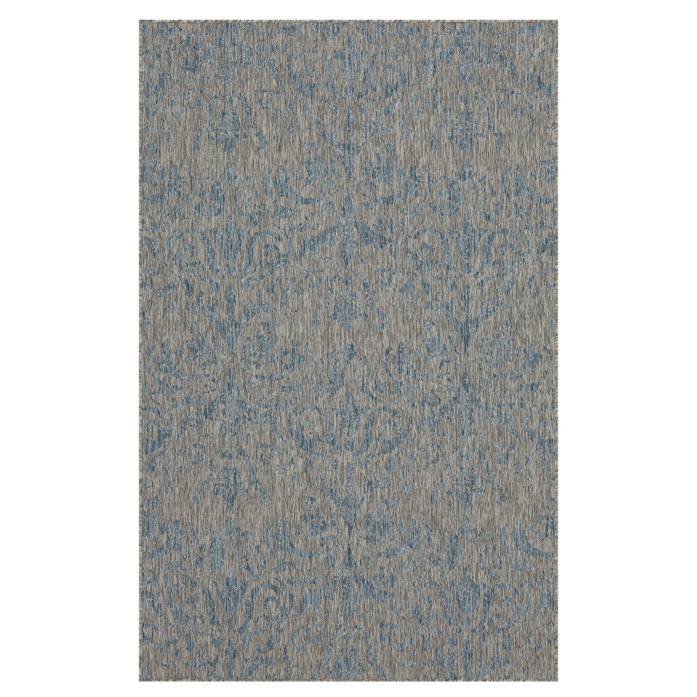 Aqua Blue Floral Outdoor Rug - Lanark