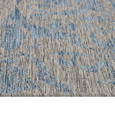 Aqua Blue Floral Outdoor Rug - Lanark