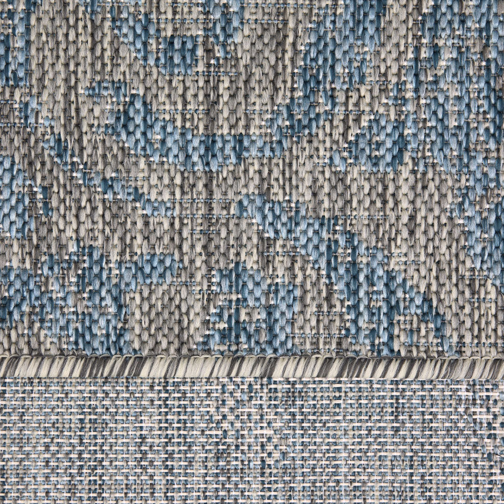 Aqua Blue Floral Outdoor Rug - Lanark