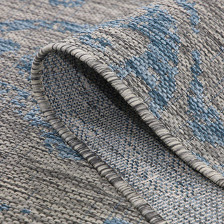 Aqua Blue Floral Outdoor Rug - Lanark