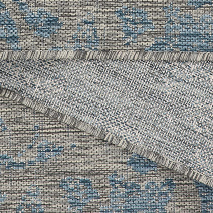 Aqua Blue Floral Outdoor Rug - Lanark
